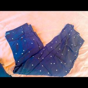 Loft Navy Blue Polka Dot wide leg pants-sz Med